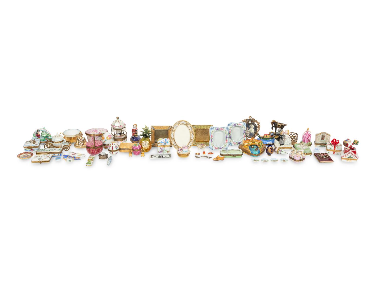 A Collection of Limoges Painted Porcelain Miniature Boxes