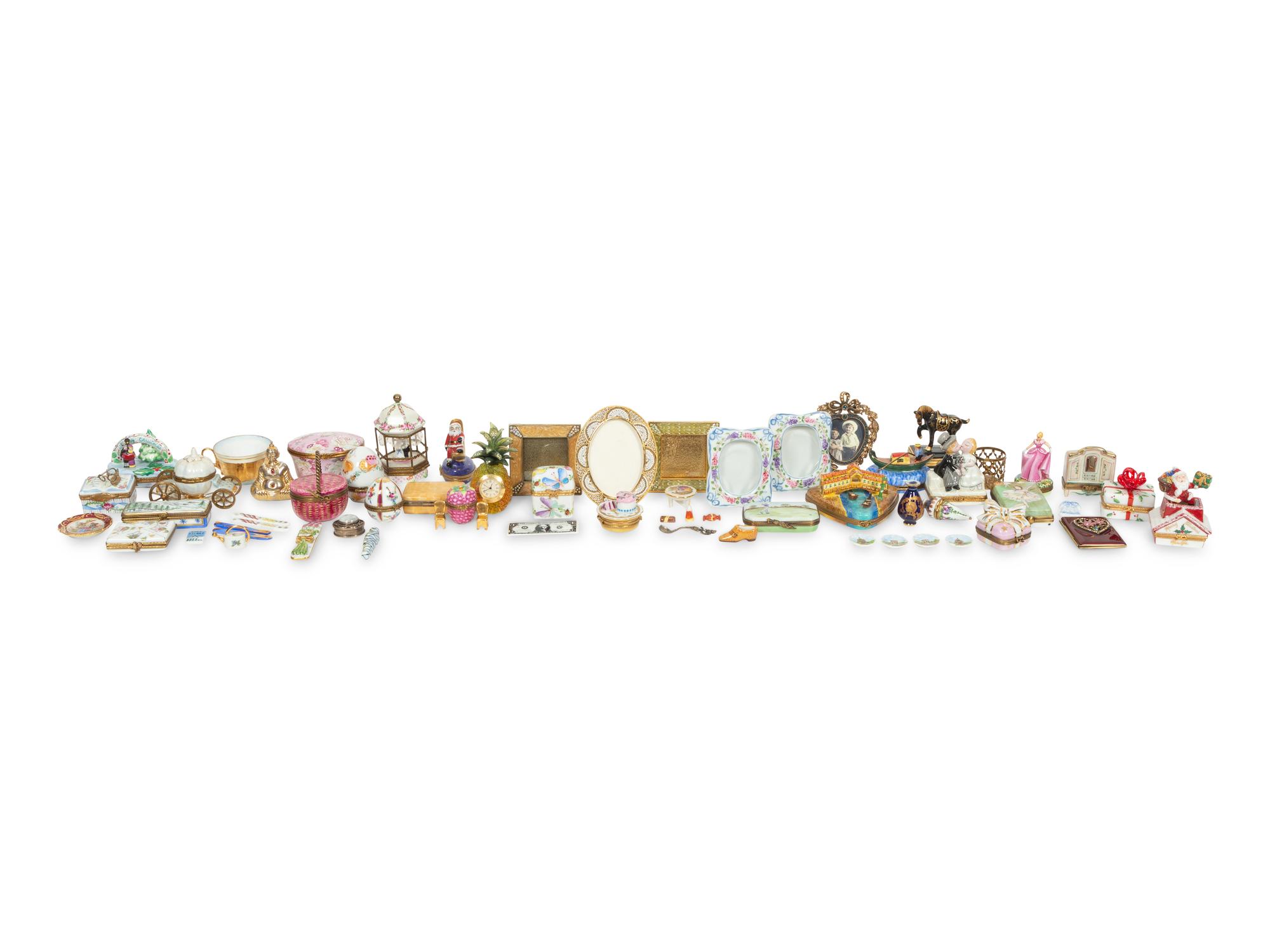 A Collection of Limoges Painted Porcelain Miniature Boxes