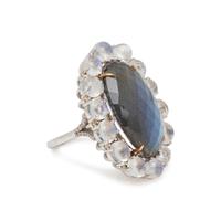 LABRADORITE, MOONSTONE AND COLORED DIAMOND RING