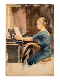 Woman at the Piano and Study for a Mural (a double-sided work)