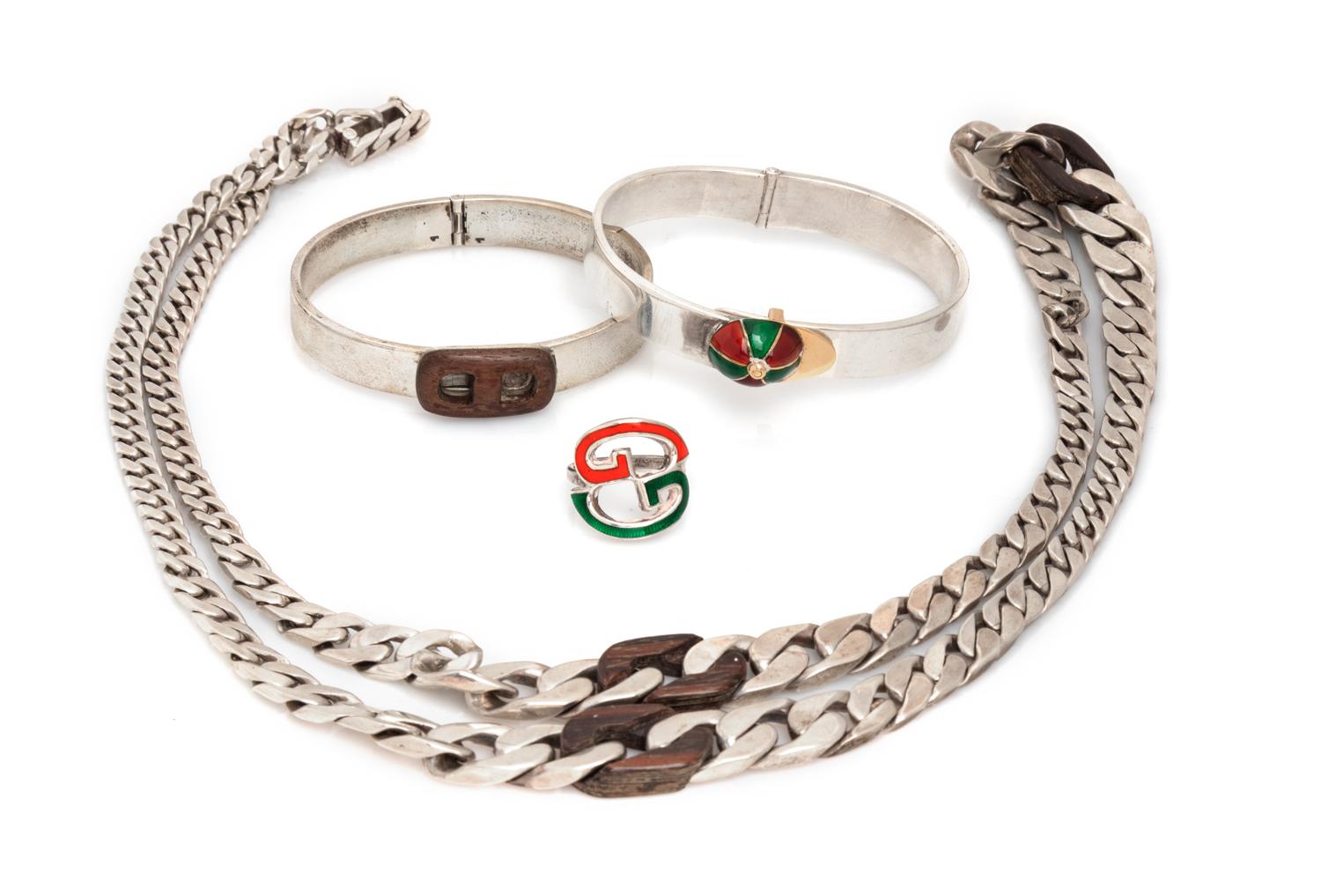 Four Gucci Items: One Necklace, Two Bracelets, One Ring, 1970-80s