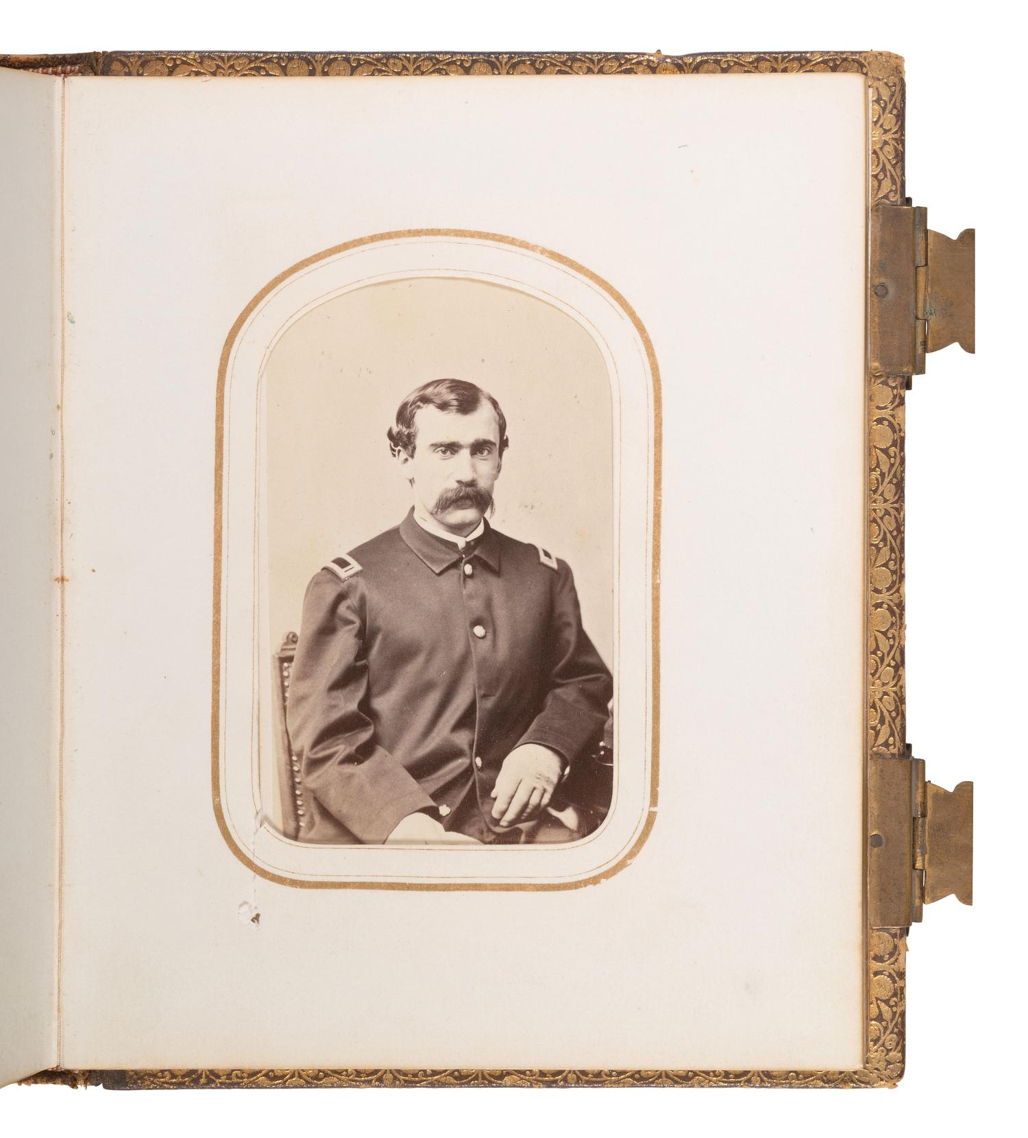 [CIVIL WAR]. A trio of CDV albums identified to the Heath, Higginson, and Shaw families of Massachusetts, highlighted by cartes de visite of Col. Robert Gould Shaw, 54th Massachusetts African American Infantry, his sisters, and other officers.