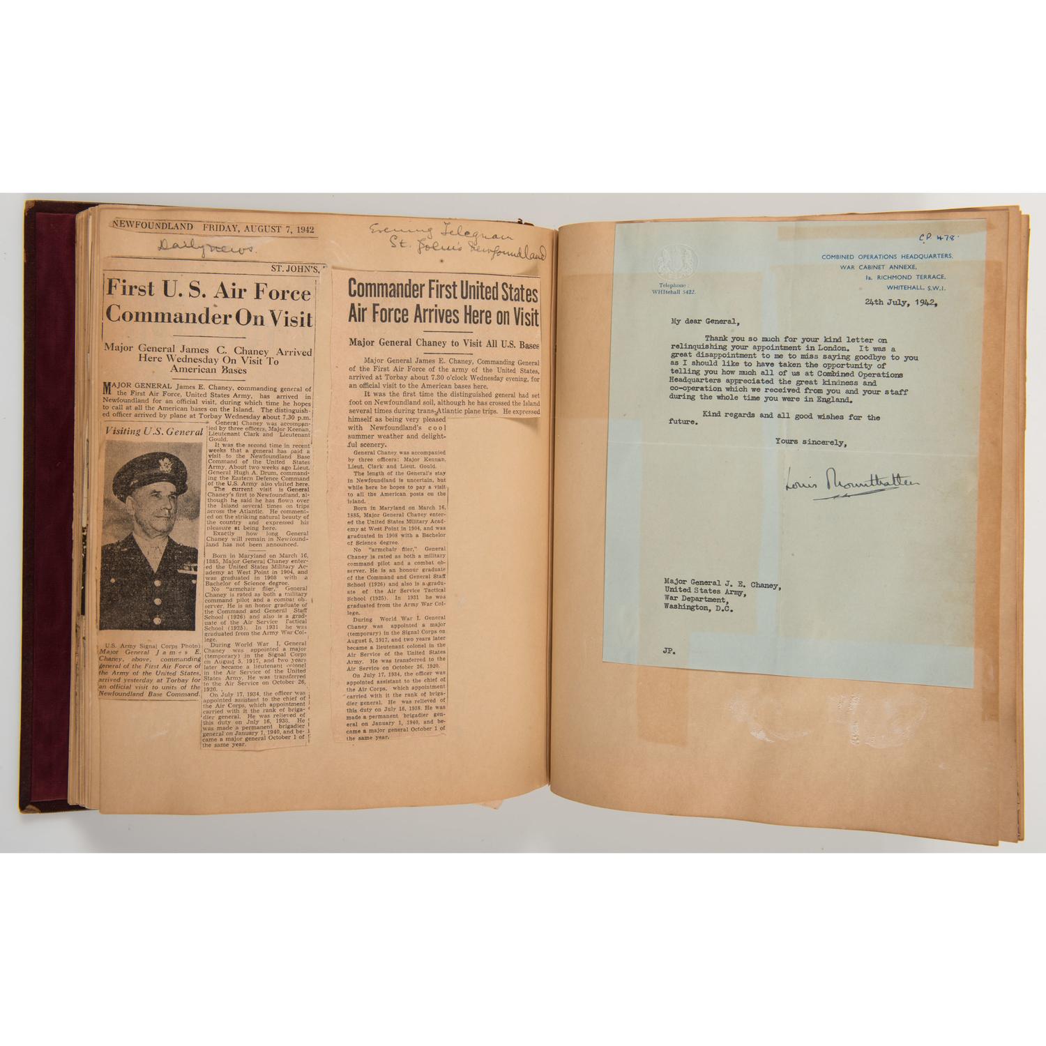 Major General James E. Chaney Archive, Incl. Letters from Iwo Jima