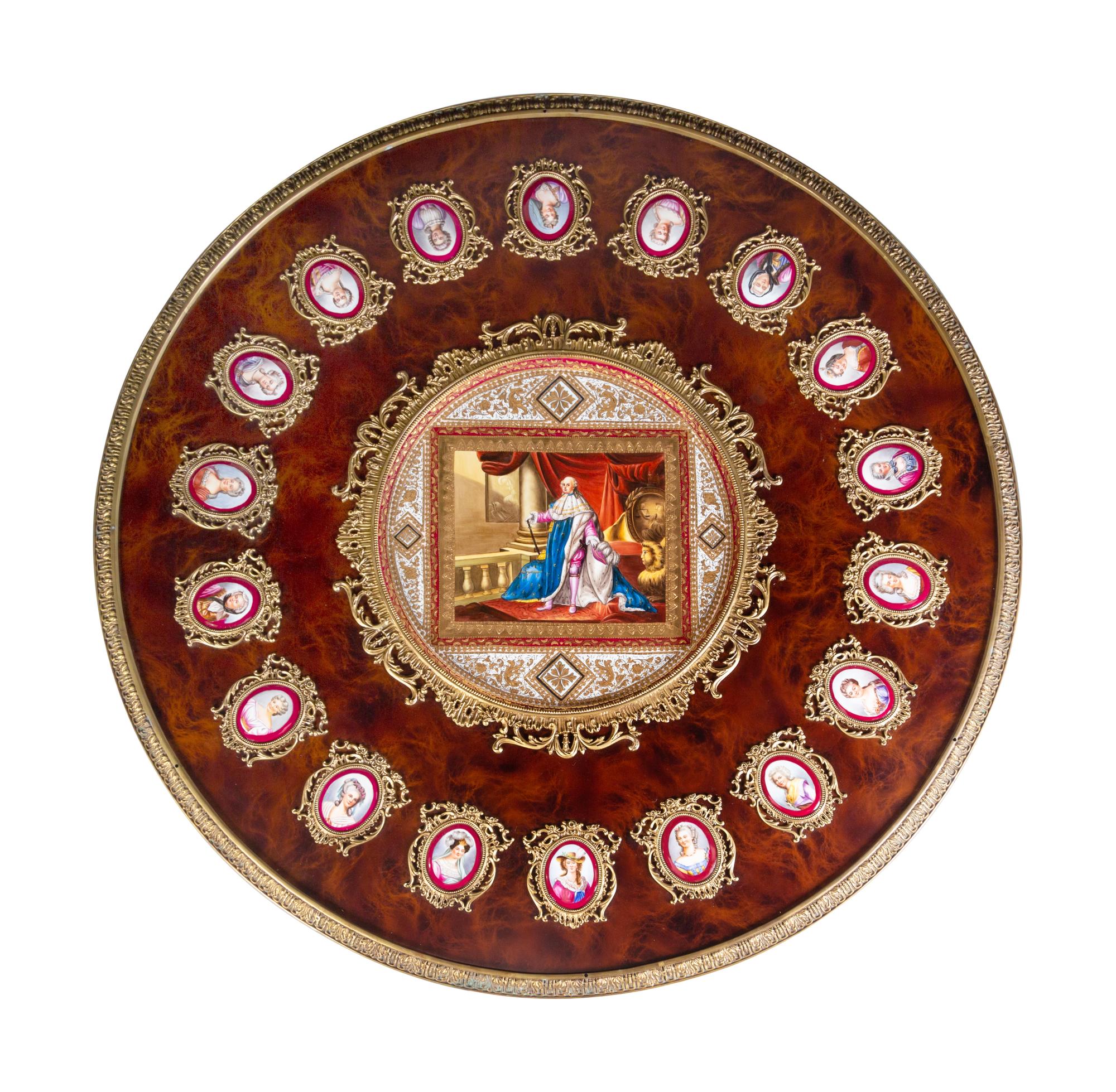 A Continental Gilt Metal and Vienna Style Porcelain Mounted Guéridon