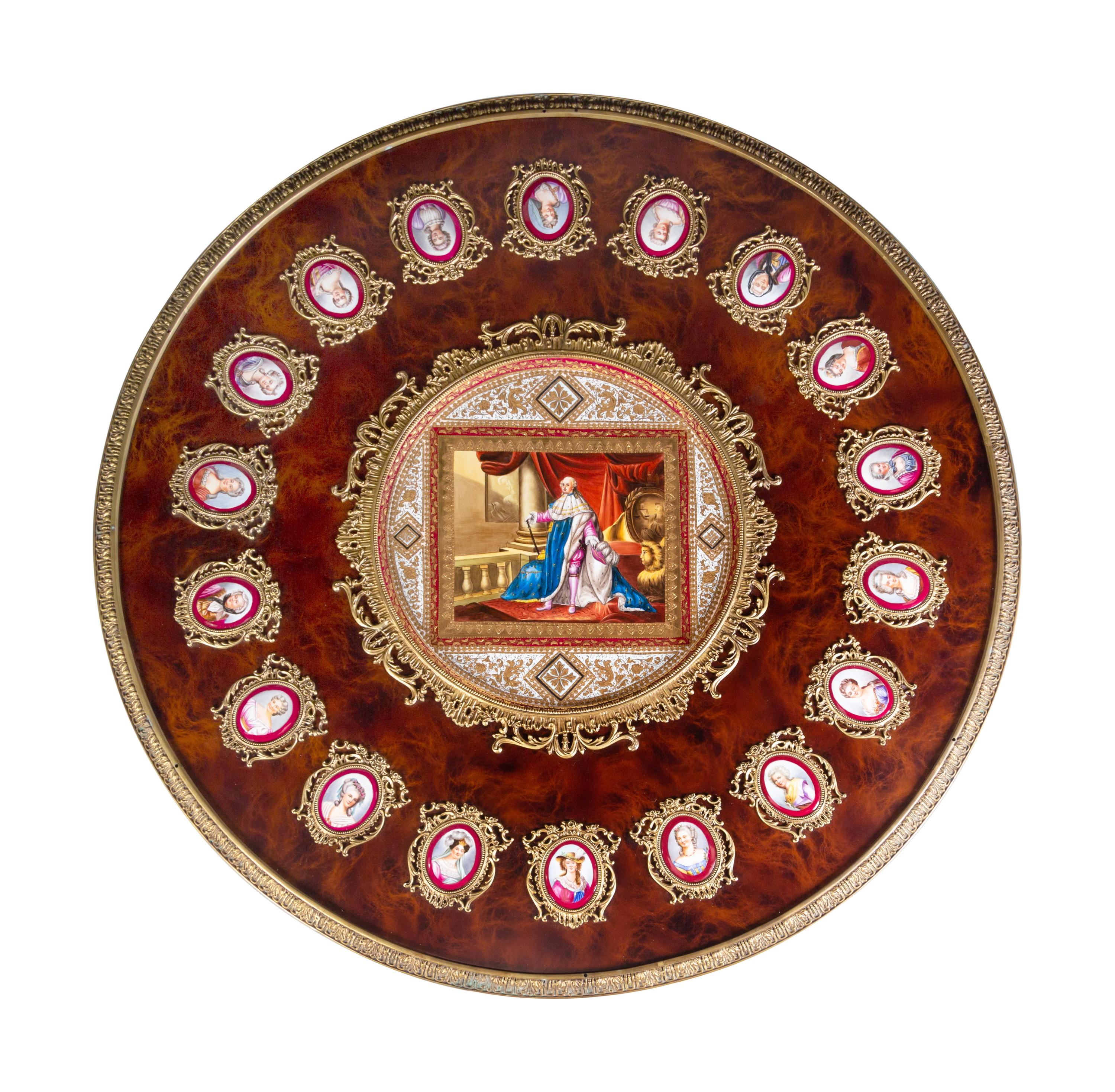 A Continental Gilt Metal and Vienna Style Porcelain Mounted Guéridon