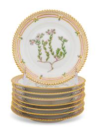 A Set of Eight Royal Copenhagen Flora Danica Bread Plates