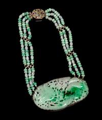 A Chinese Jadeite Beaded Necklace