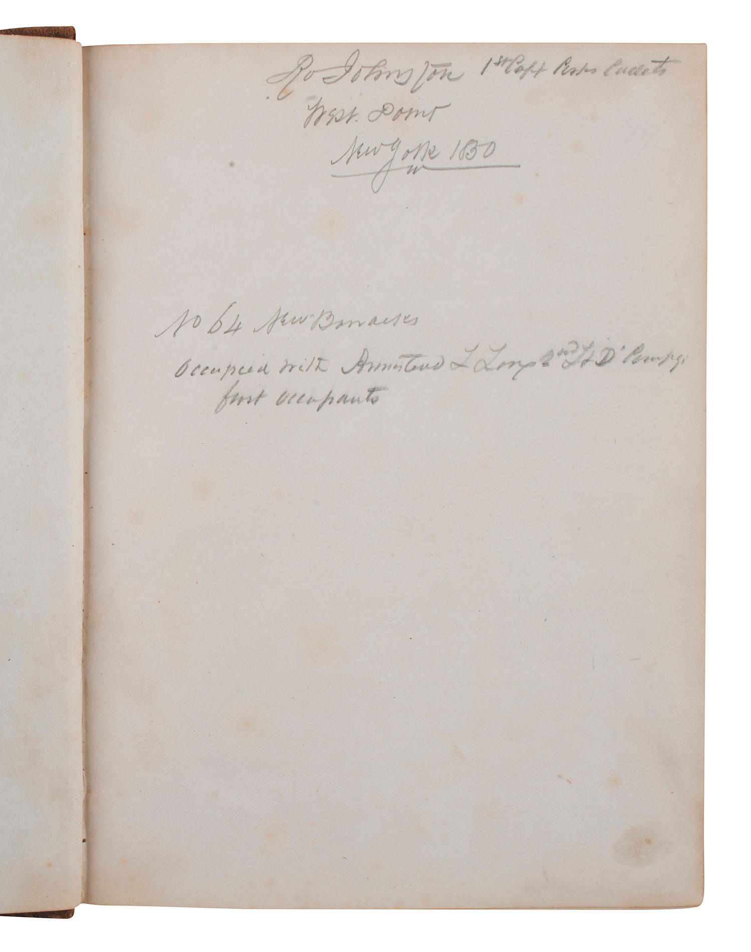 [MILITARIA]. MAHAN, Dennis H. (1802-1871). Summary of the Course of Permanent Fortification. Identified to CSA Colonel Robert Johnston. [ With: ] Photograph of Dennis H. Mahan.