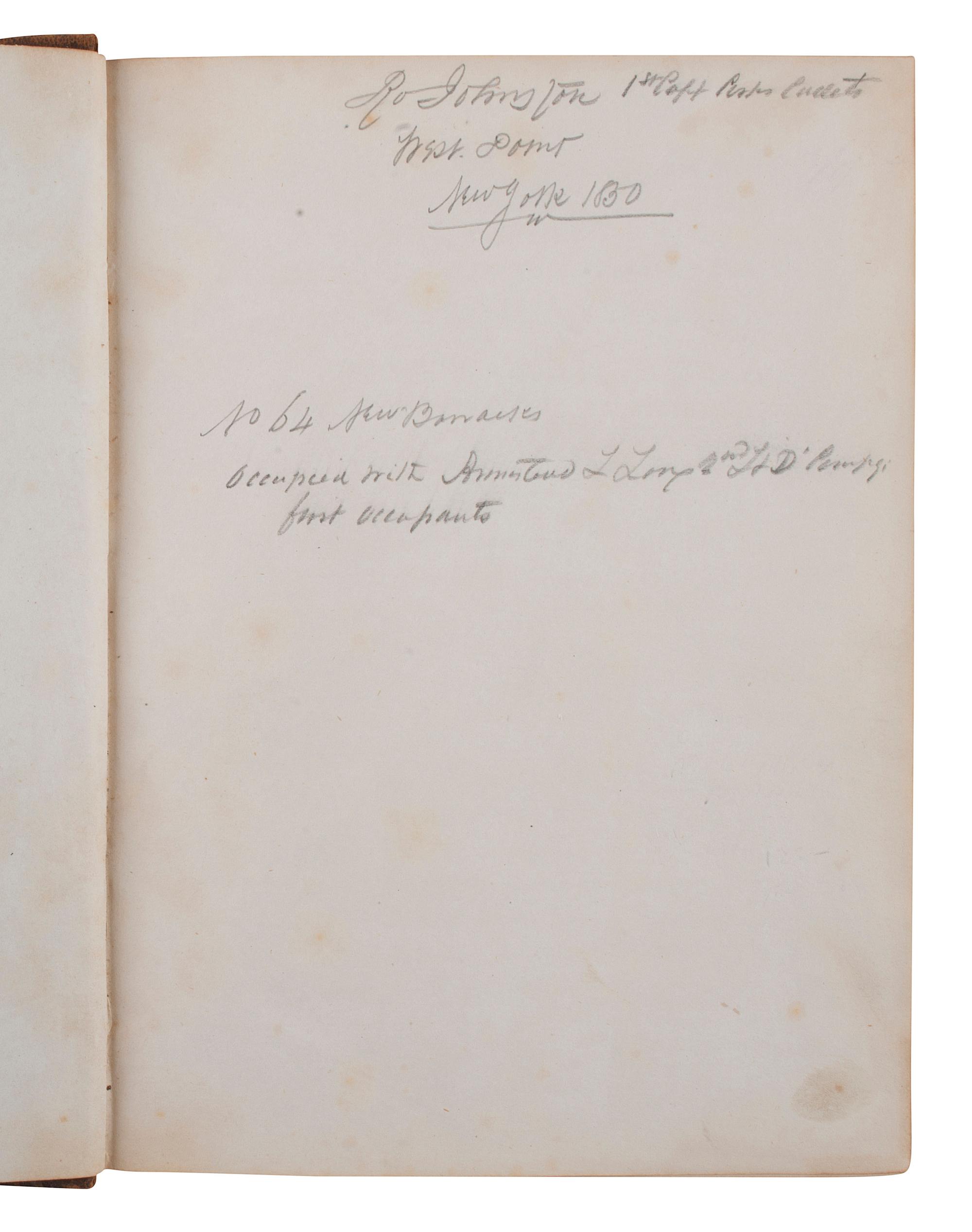 [MILITARIA]. MAHAN, Dennis H. (1802-1871). Summary of the Course of Permanent Fortification. Identified to CSA Colonel Robert Johnston. [ With: ] Photograph of Dennis H. Mahan.