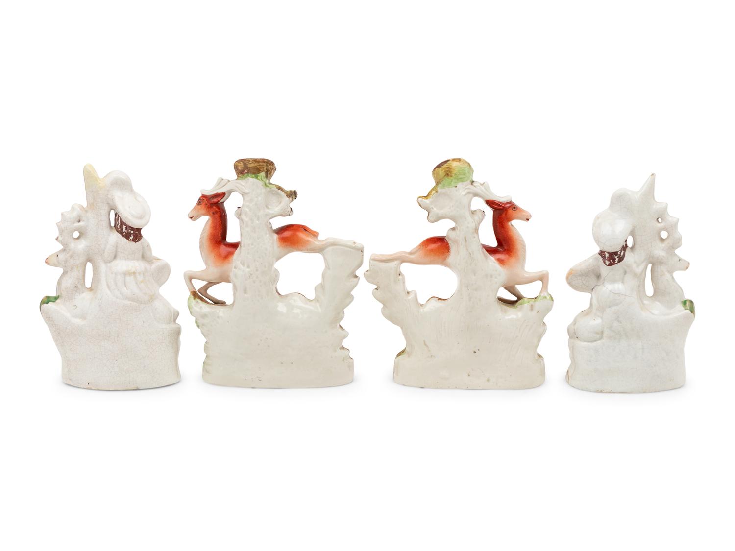 Two Pairs of Staffordshire Figural Groups