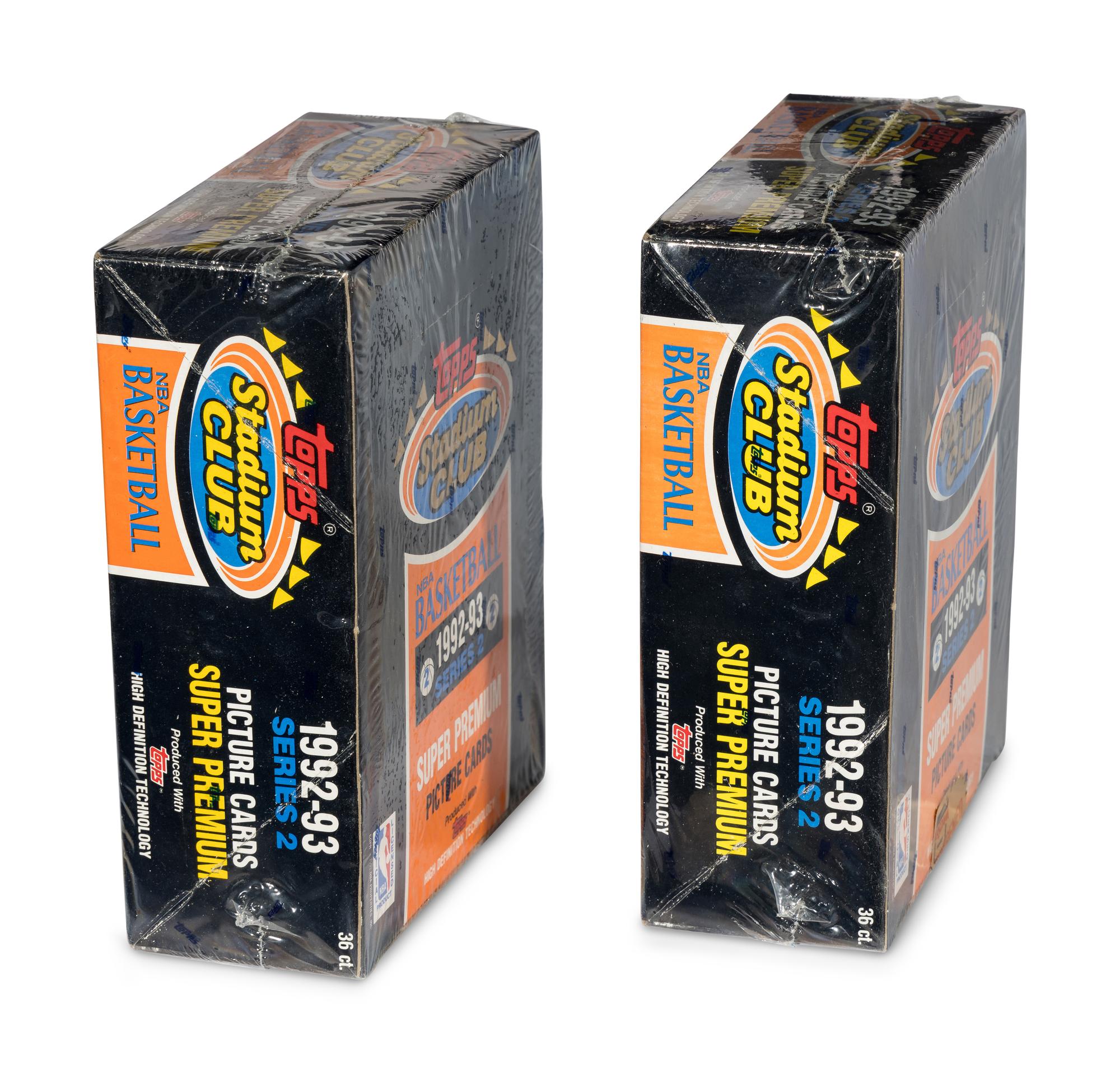 A Group of Two Sealed Boxes of 1992-93 Topps Stadium Club Series Two Basketball Cards (Possible Shaquille O'Neal Rookie Cards)