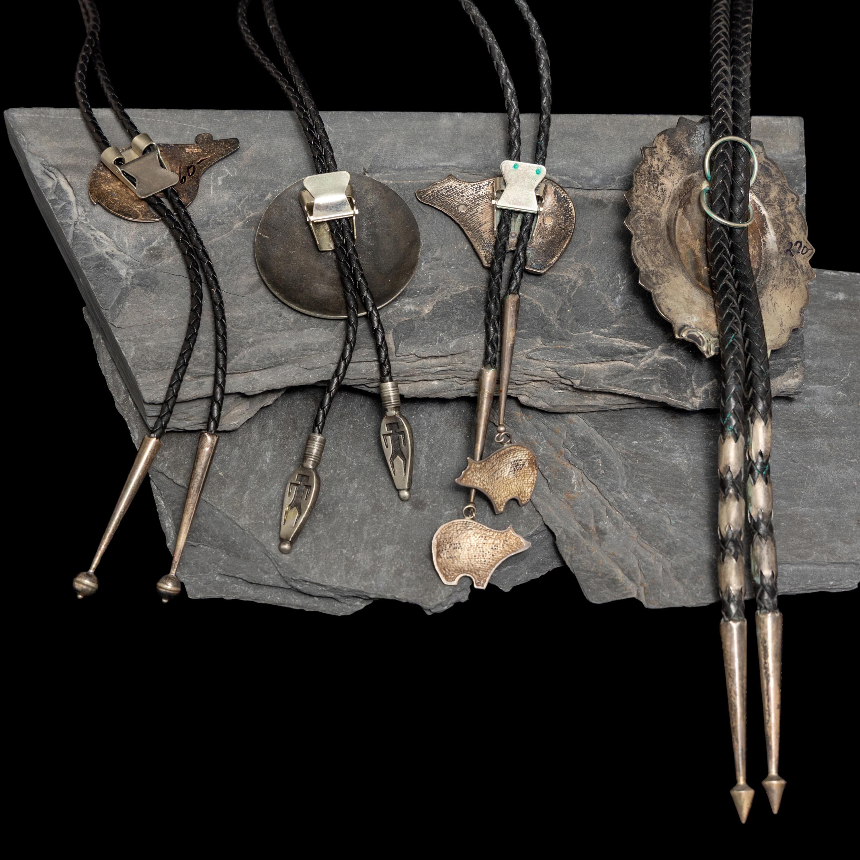 Navajo, Hopi, and Southwestern-style Silver Bolo Ties