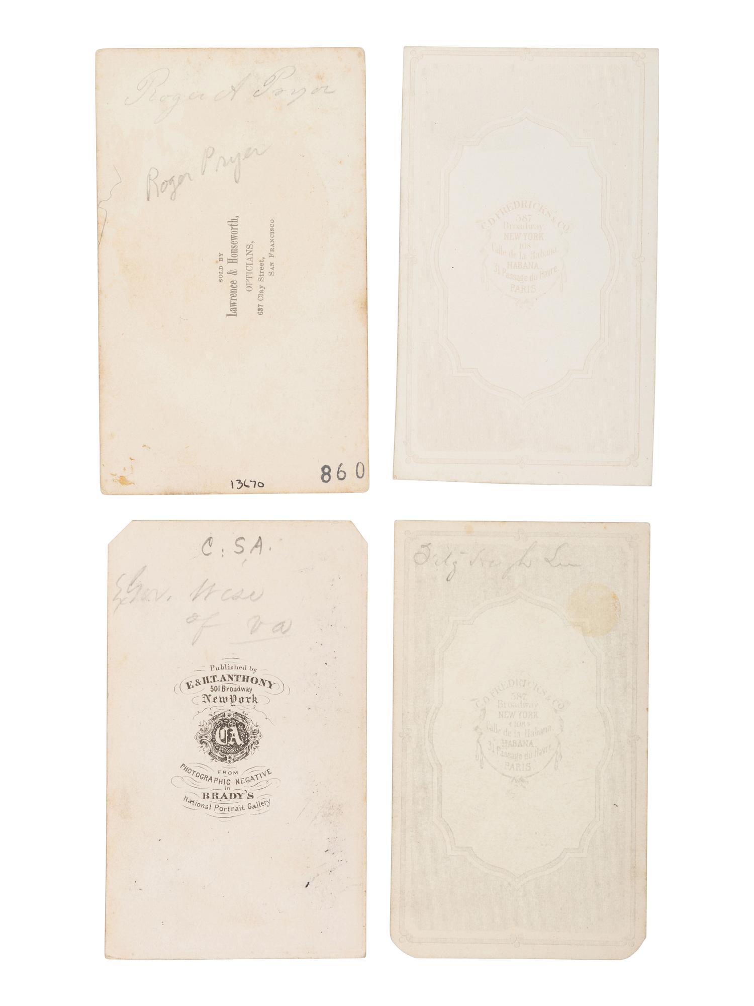 [CIVIL WAR]. A group of 15 CDVs of Confederate Generals & Rear Adm. SEMMES, incl. Generals Fitzhugh LEE, PGT BEAUREGARD, Basil DUKE, and others.