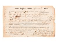 [MATAGORDA PROPRIETORS]. Partly printed document accomplished in manuscript. A land deed signed by two of the proprietors, both Old Three Hundreds, Ira Ingram and Elias Wightman. [San Felipe de Austin: Printed by G.B. Cotten, 1830 or early 1831].