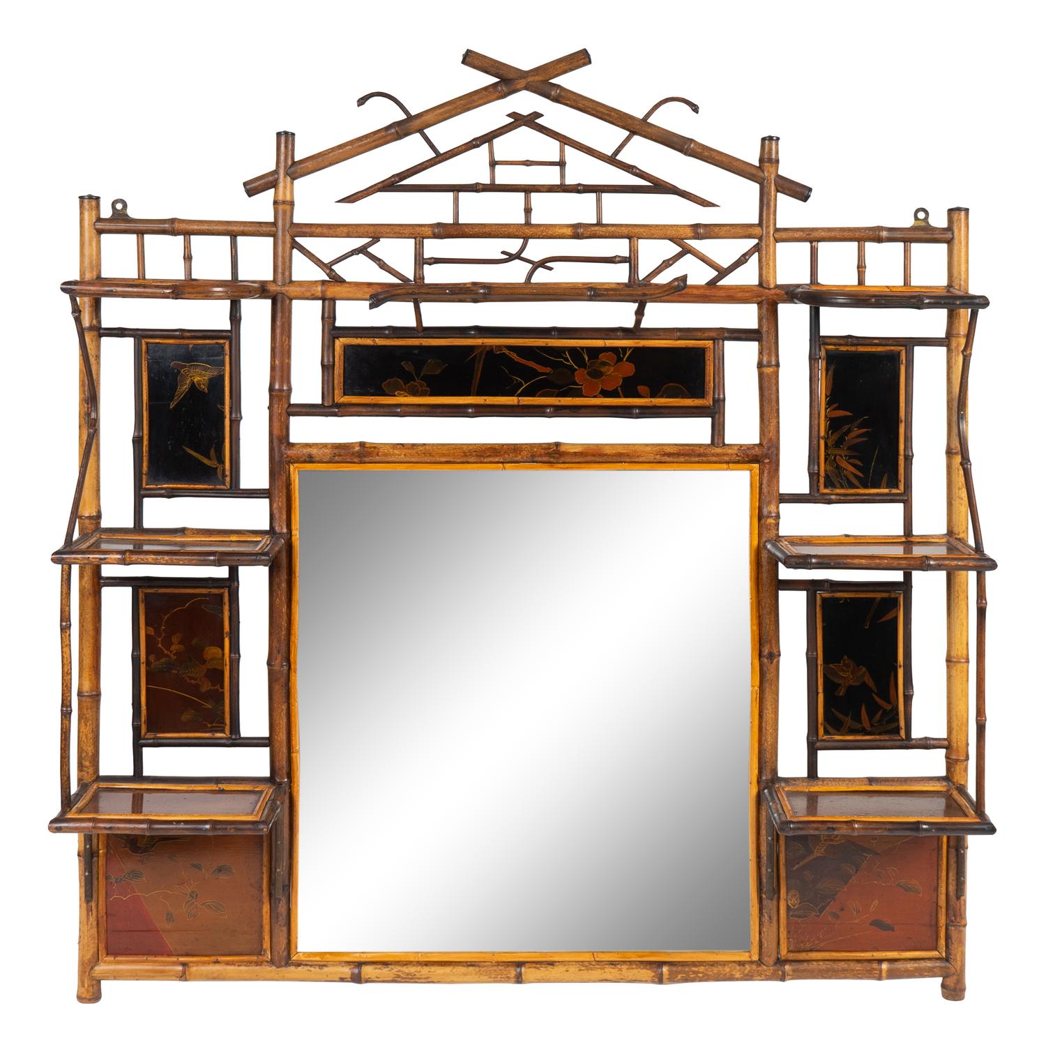 A Victorian Aesthetic Bamboo Display Mirror — 20TH CENTURY