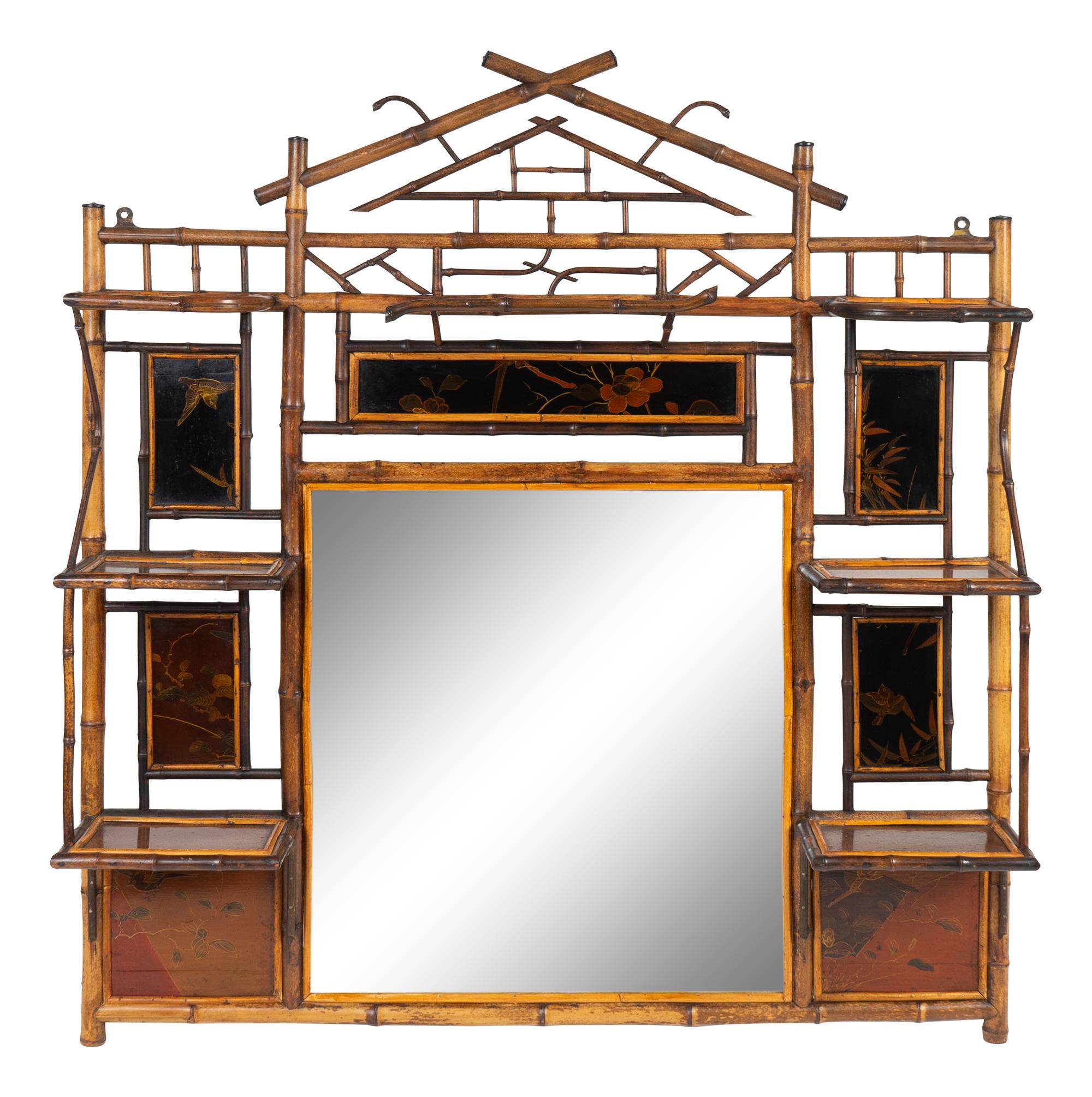 A Victorian Aesthetic Bamboo Display Mirror — 20TH CENTURY