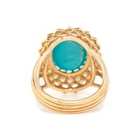 YELLOW GOLD, TREATED TURQUOISE AND DIAMOND RING
