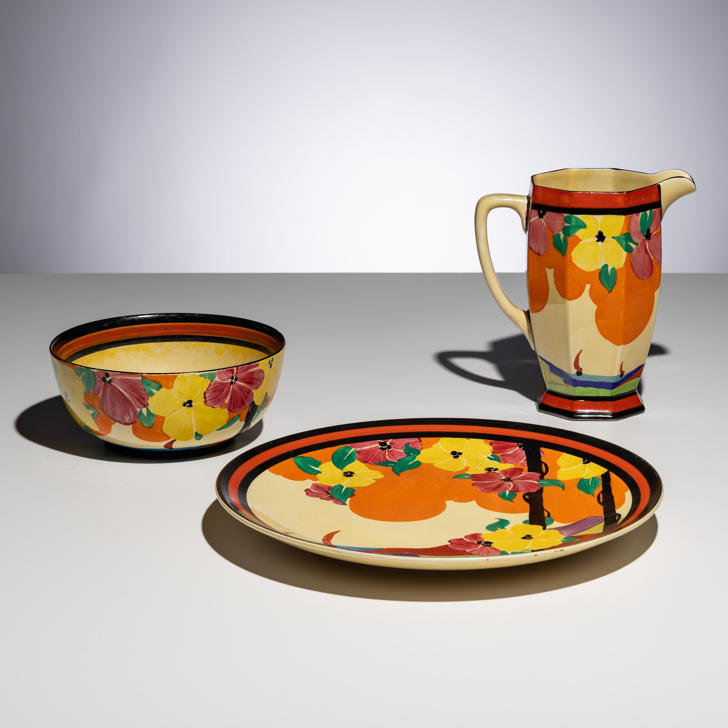 Clarice Cliff (English, 1899–1972) — Palmero Appliqué pattern, Group of 3 Items