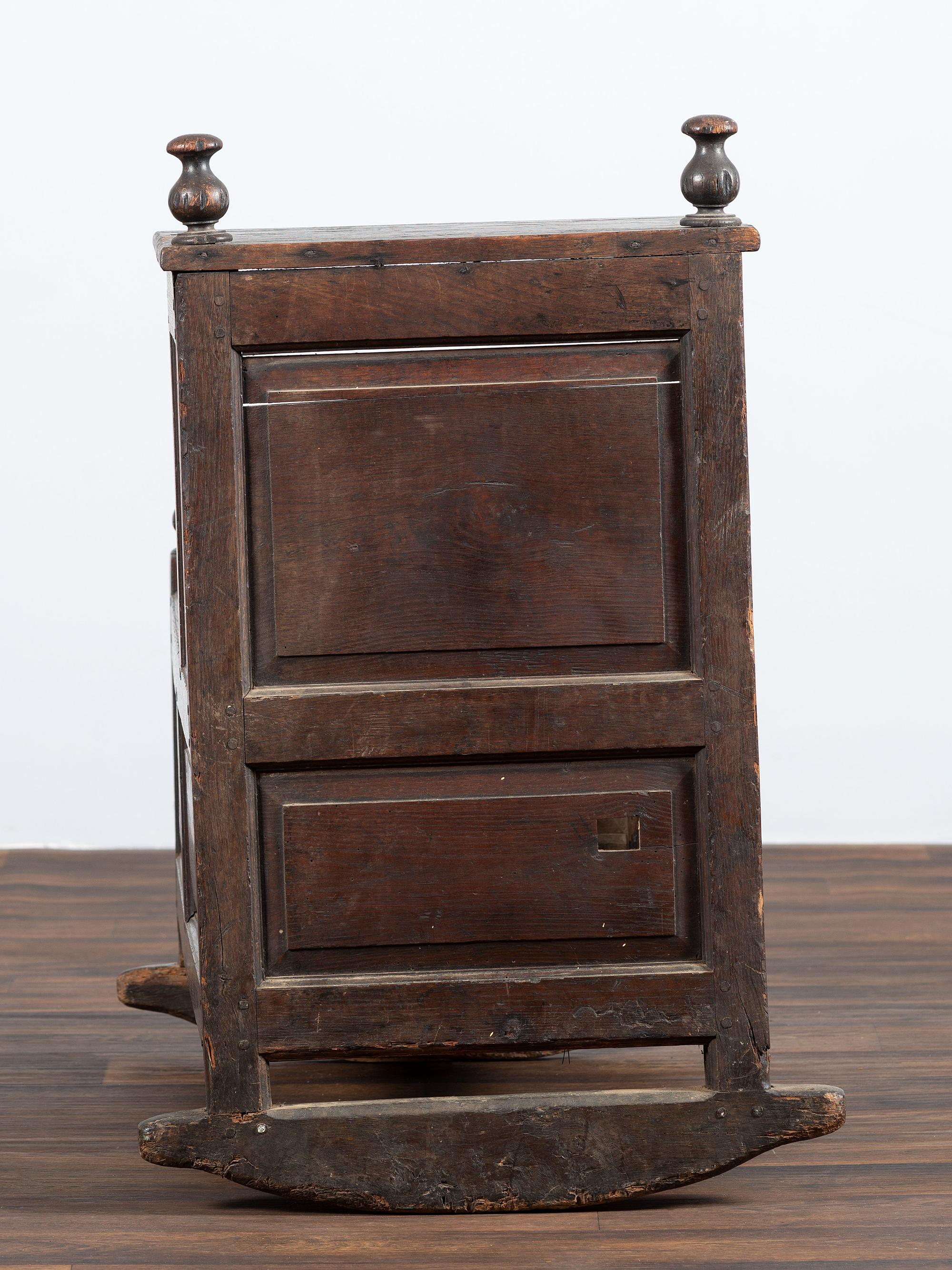 A William and Mary Paneled Oak Cradle