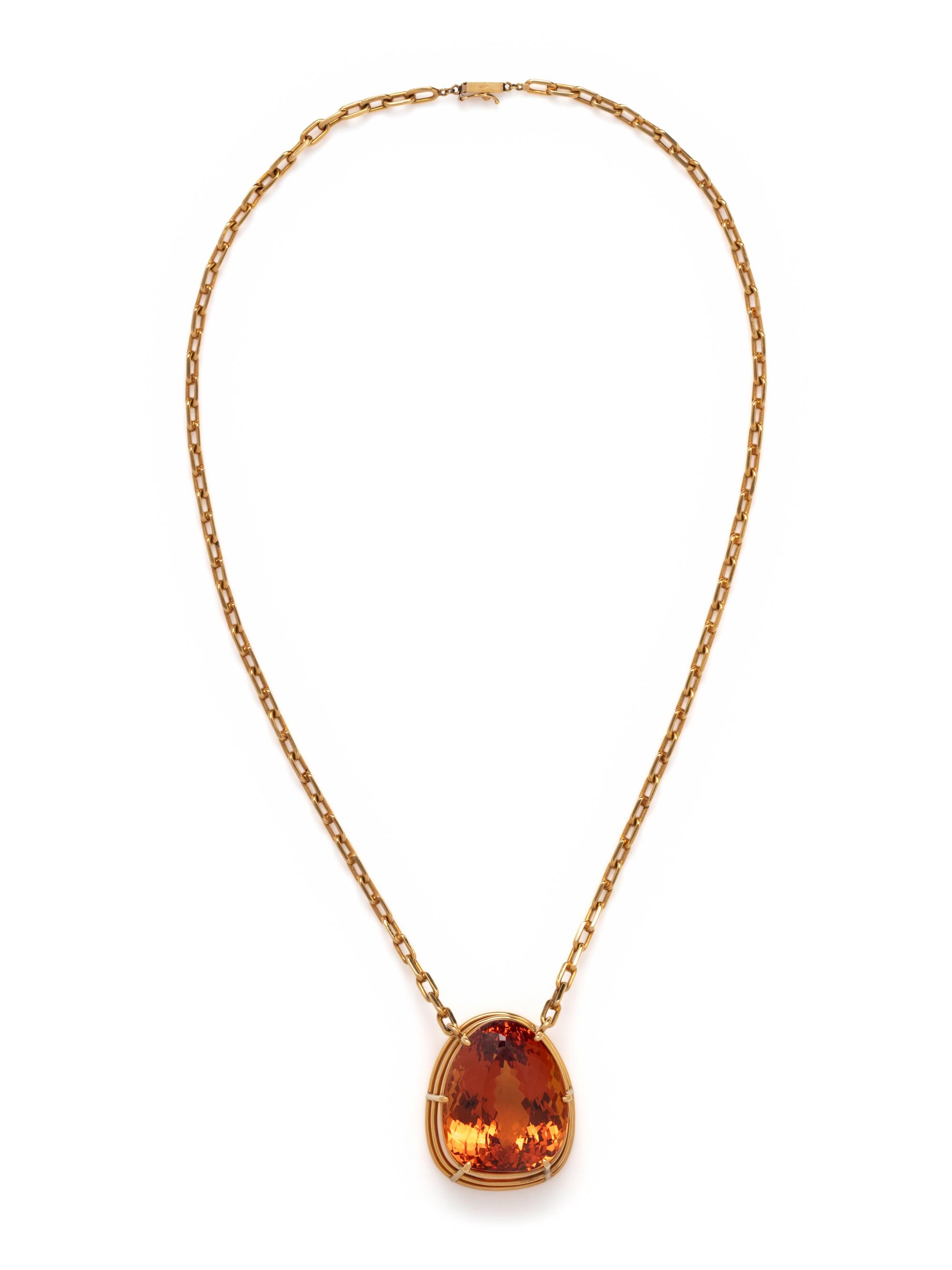 YELLOW GOLD AND TOPAZ NECKLACE