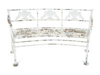 A White-Painted Iron Garden Bench