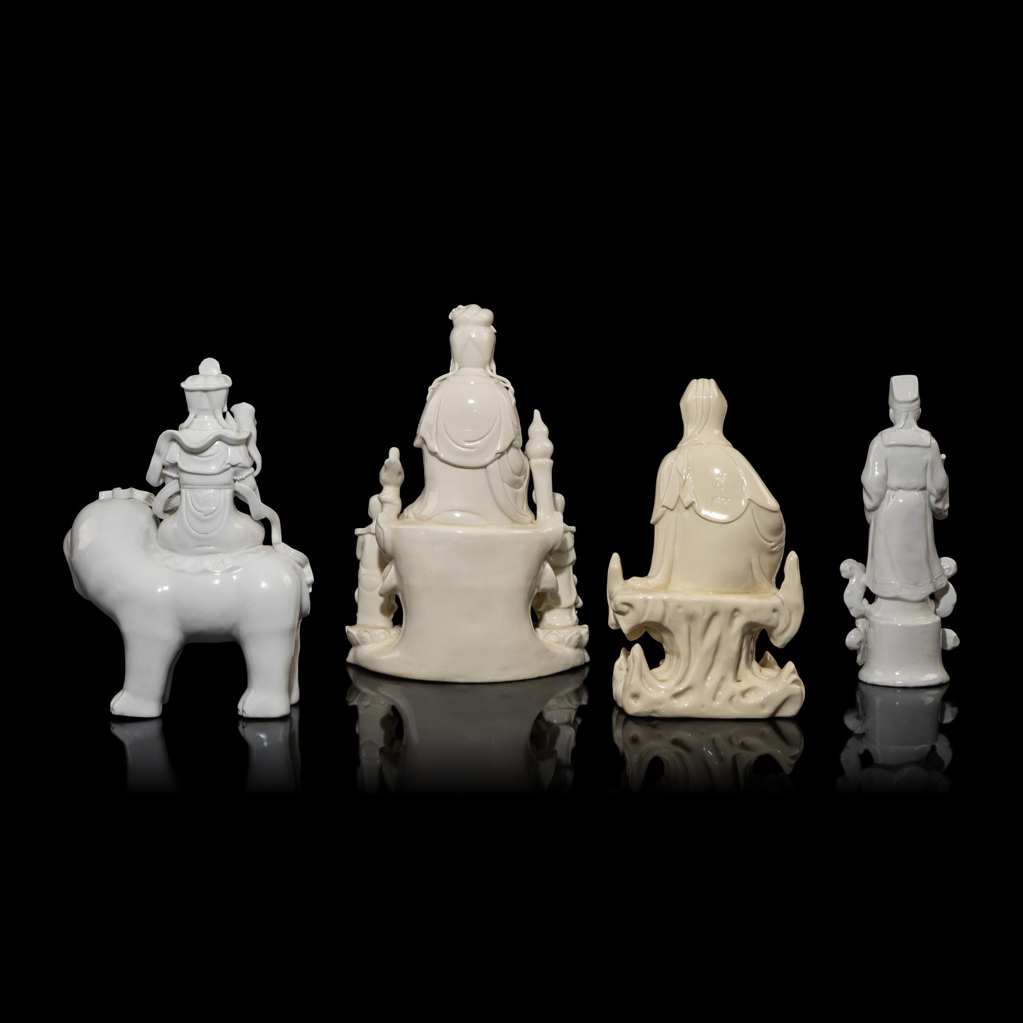 Four Chinese Blanc de Chine Porcelain Figures, 20th Century — 近代 德化白瓷像四尊
