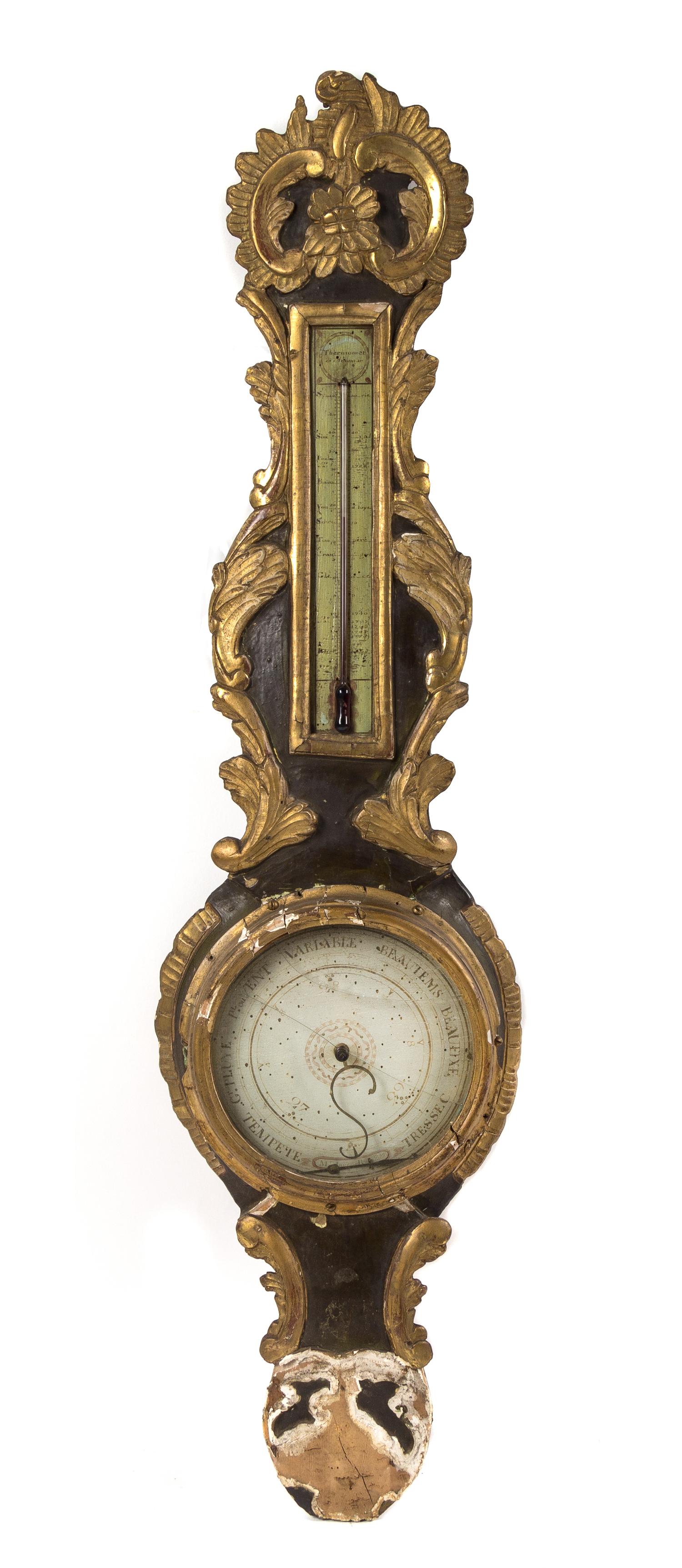A French Ebonized and Parcel Gilt Barometer — 18TH CENTURY