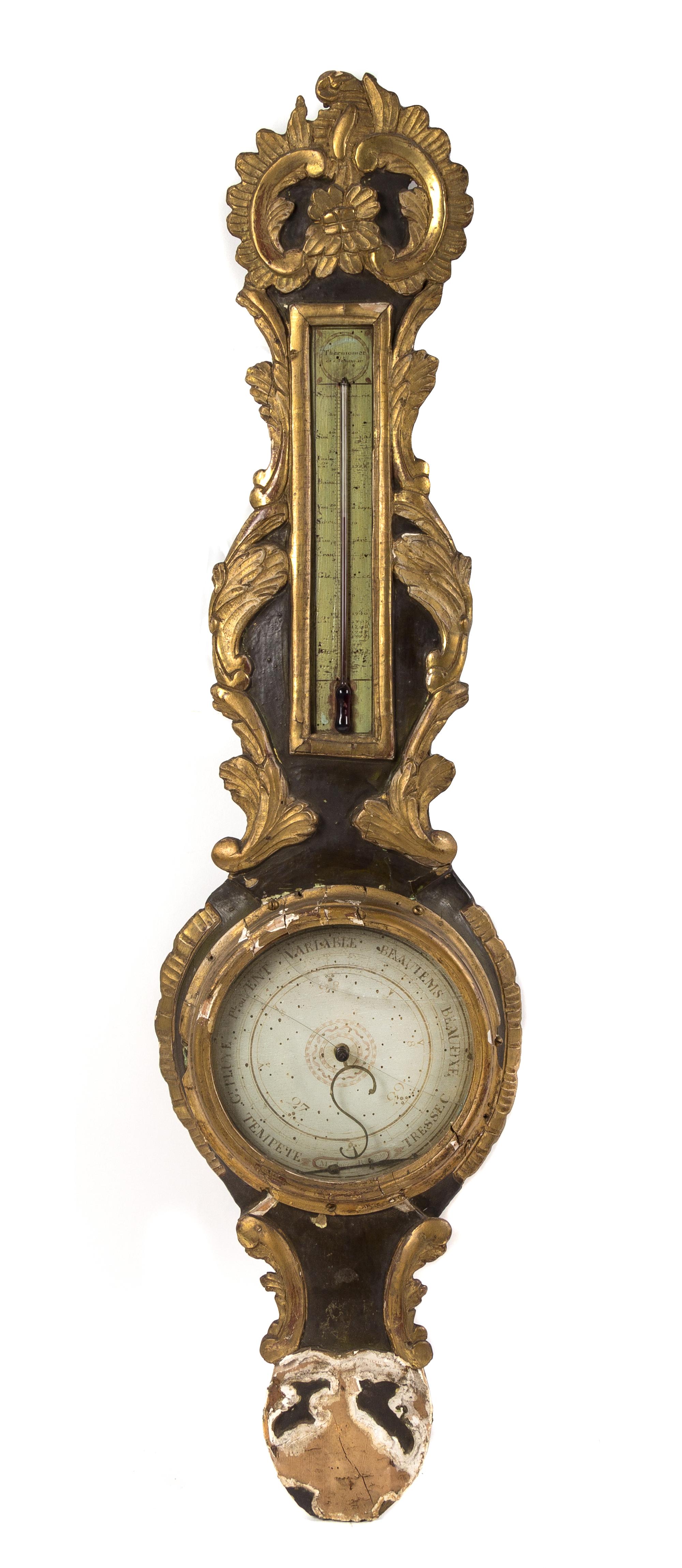 A French Ebonized and Parcel Gilt Barometer — 18TH CENTURY