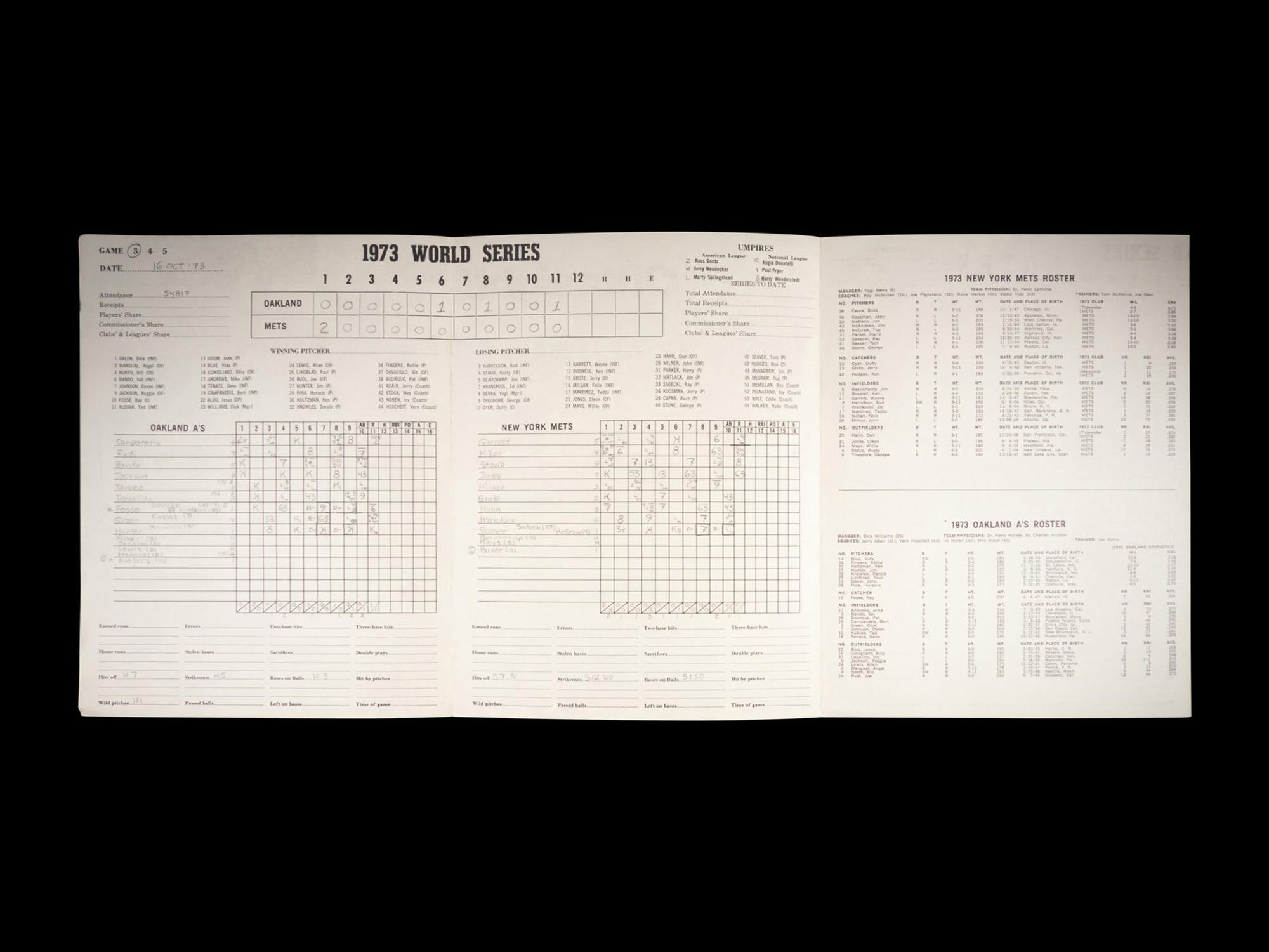 A Group of 1973 New York Mets World Series Shea Stadium Items,