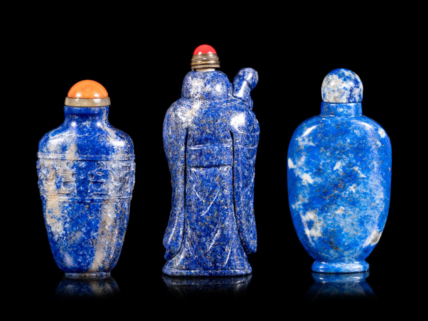 Three Lapis Lazuli Snuff Bottles