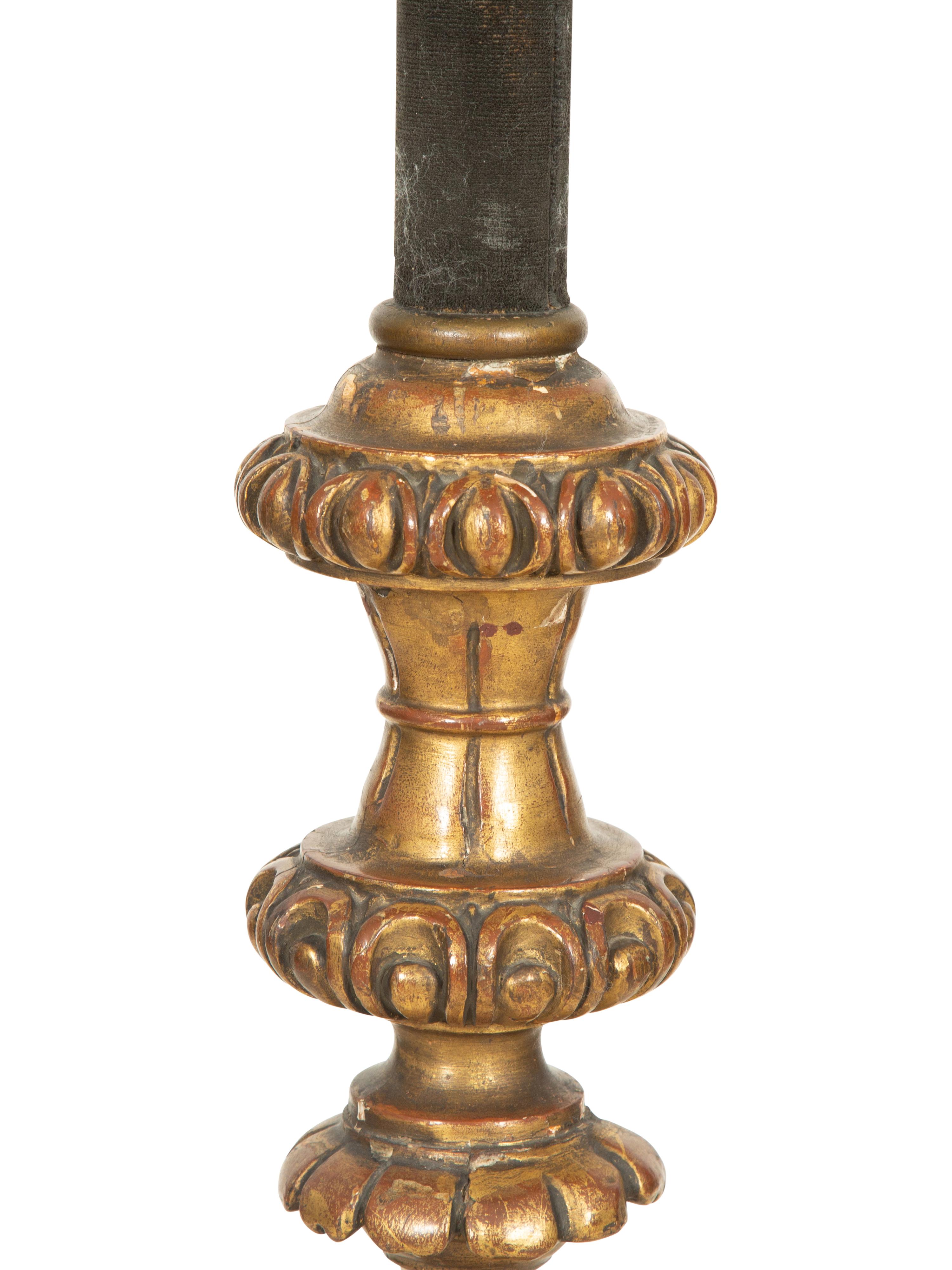 An Italian Giltwood Torchère Mounted as a Floor Lamp