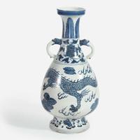 A Chinese blue and white porcelain "Dragon" baluster vase
