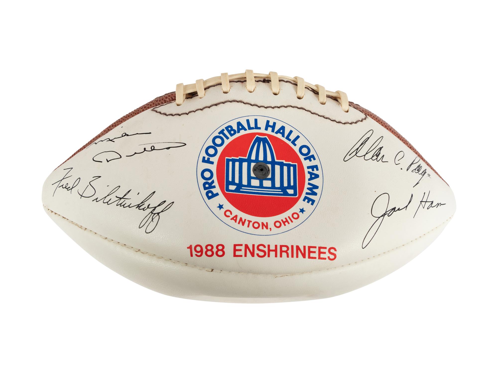 Mike Ditka’s Personal 1988 Pro Football Hall of Fame Commemorative Wilson Football Formerly Displayed at Mike Ditka's Restaurant