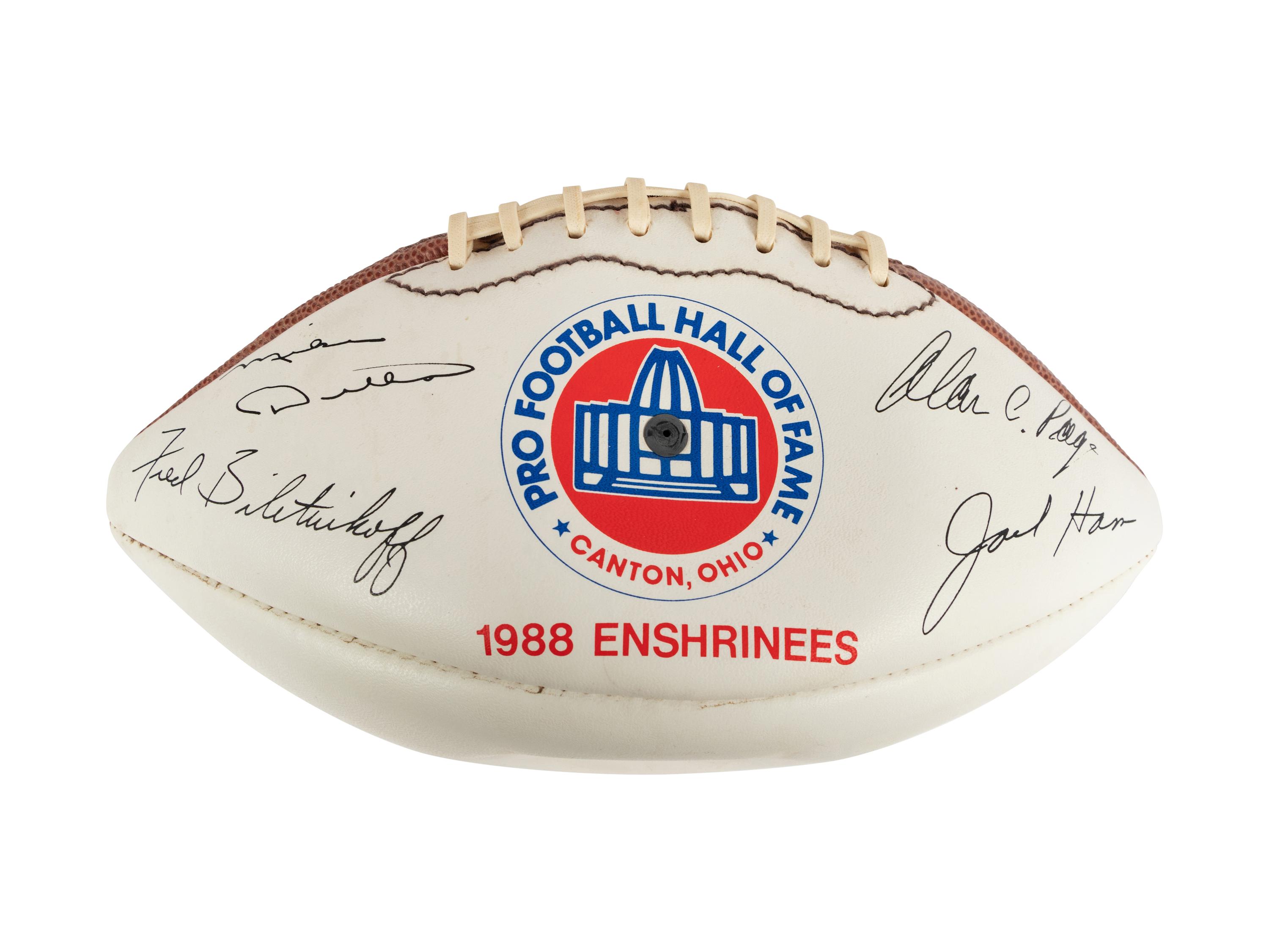 Mike Ditka’s Personal 1988 Pro Football Hall of Fame Commemorative Wilson Football Formerly Displayed at Mike Ditka's Restaurant