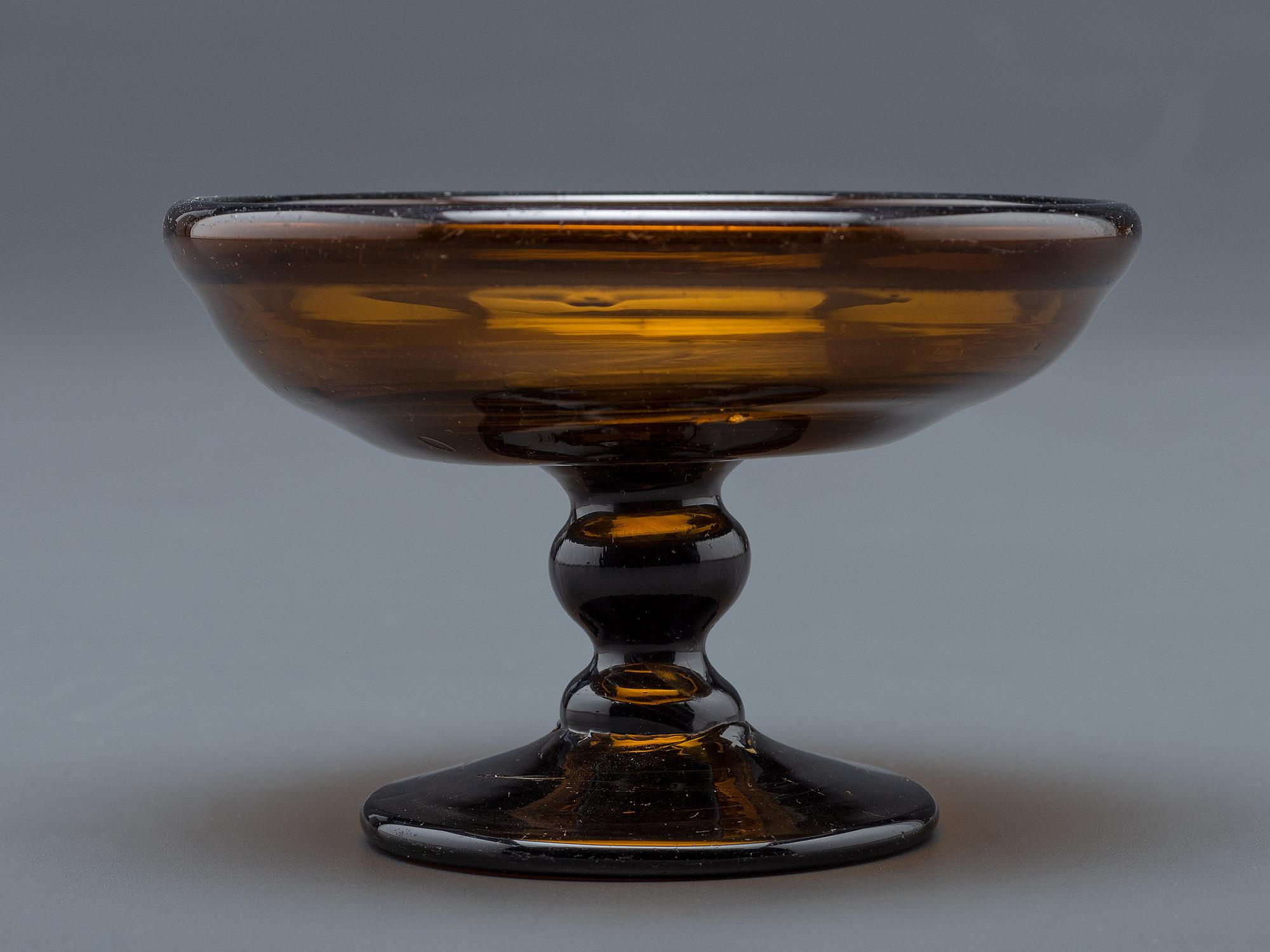 A Blown-Glass Compote in Amber