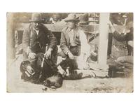 [OUTLAWS] 2 real photo postcards showing the hanging of Thomas E. "Black Jack" Ketchum [April 1901].