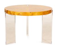 Two Burlwood and Lucite Coffee Tables by Jonathan Adler