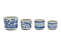 Four Chinese Blue and White Porcelain Pots