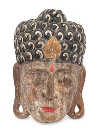 A Chinese Export Carved Wood Buddah Mask