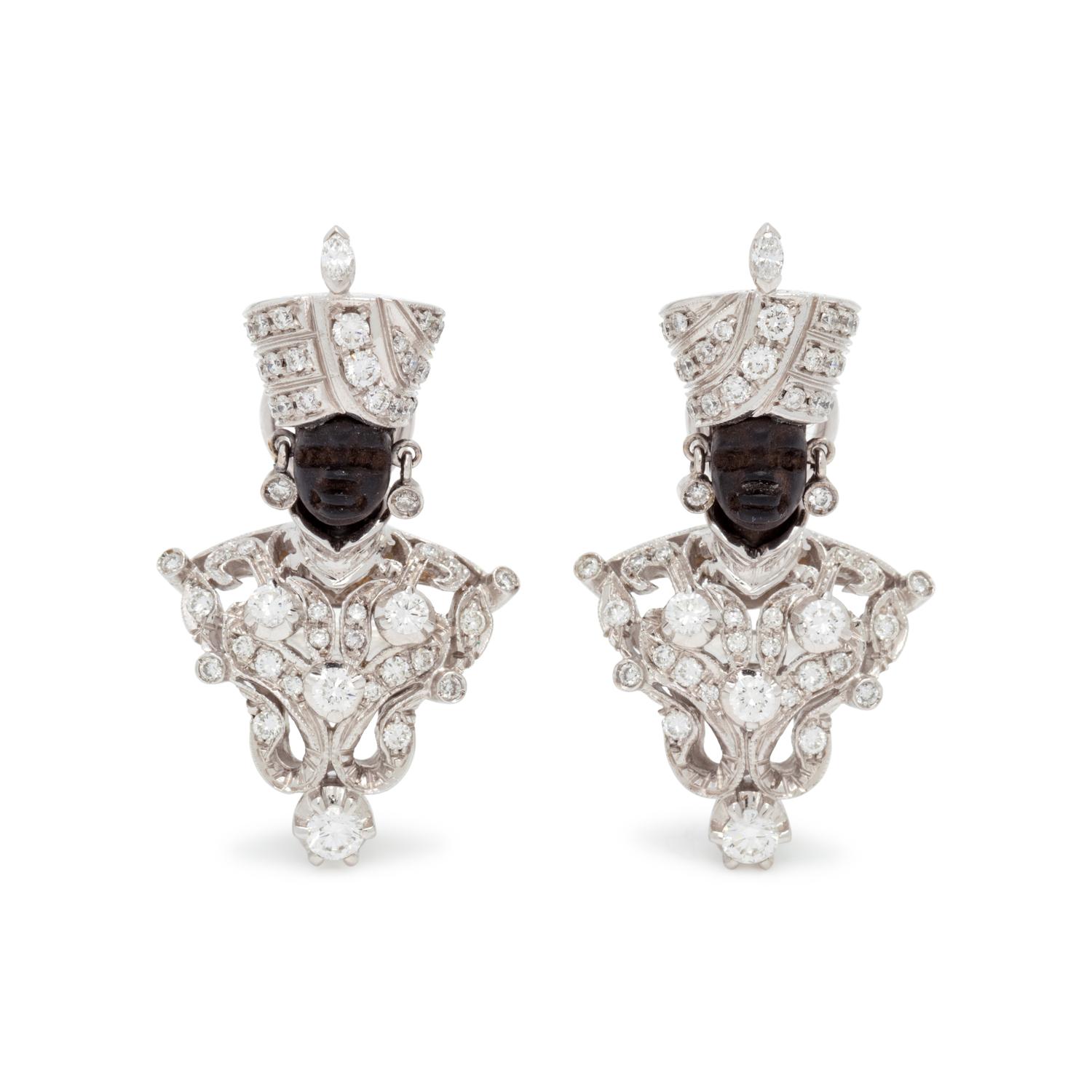 NARDI, WHITE GOLD AND DIAMOND BLACKAMOOR EARCLIPS