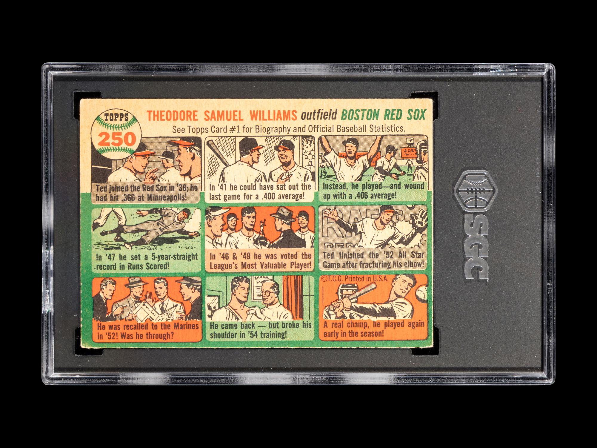 A 1954 Topps Ted Williams Baseball Card No. 250 (SGC 6 EX-NM)
