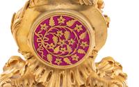 A Louis XV Style Gilt Bronze and Marble Table-Form Mantel Clock