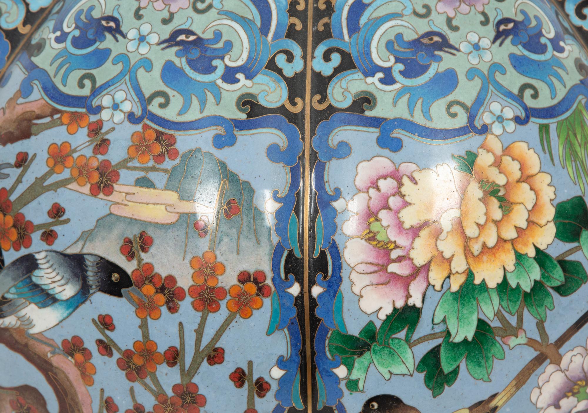 A Large Chinese Cloisonné Lobed Baluster Vase