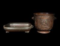 Two Japanese Bronze Planters