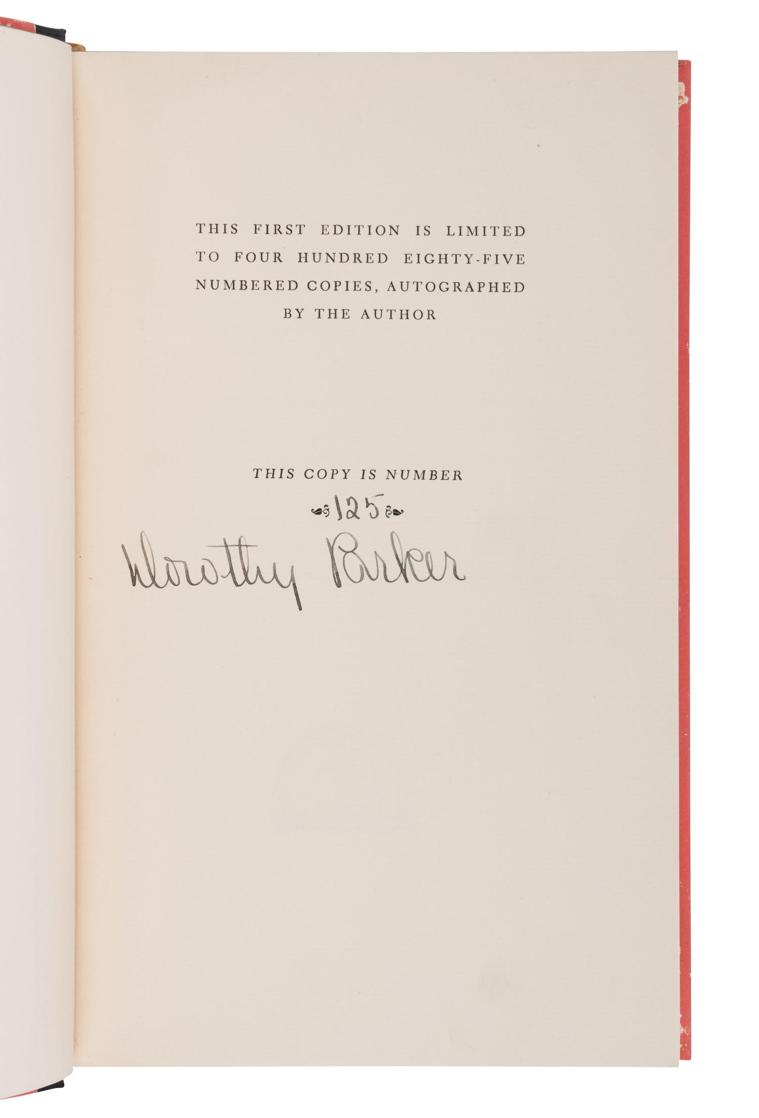 PARKER, Dorothy (1893-1967). Not So Deep as a Well. New York: The Viking Press, 1936.