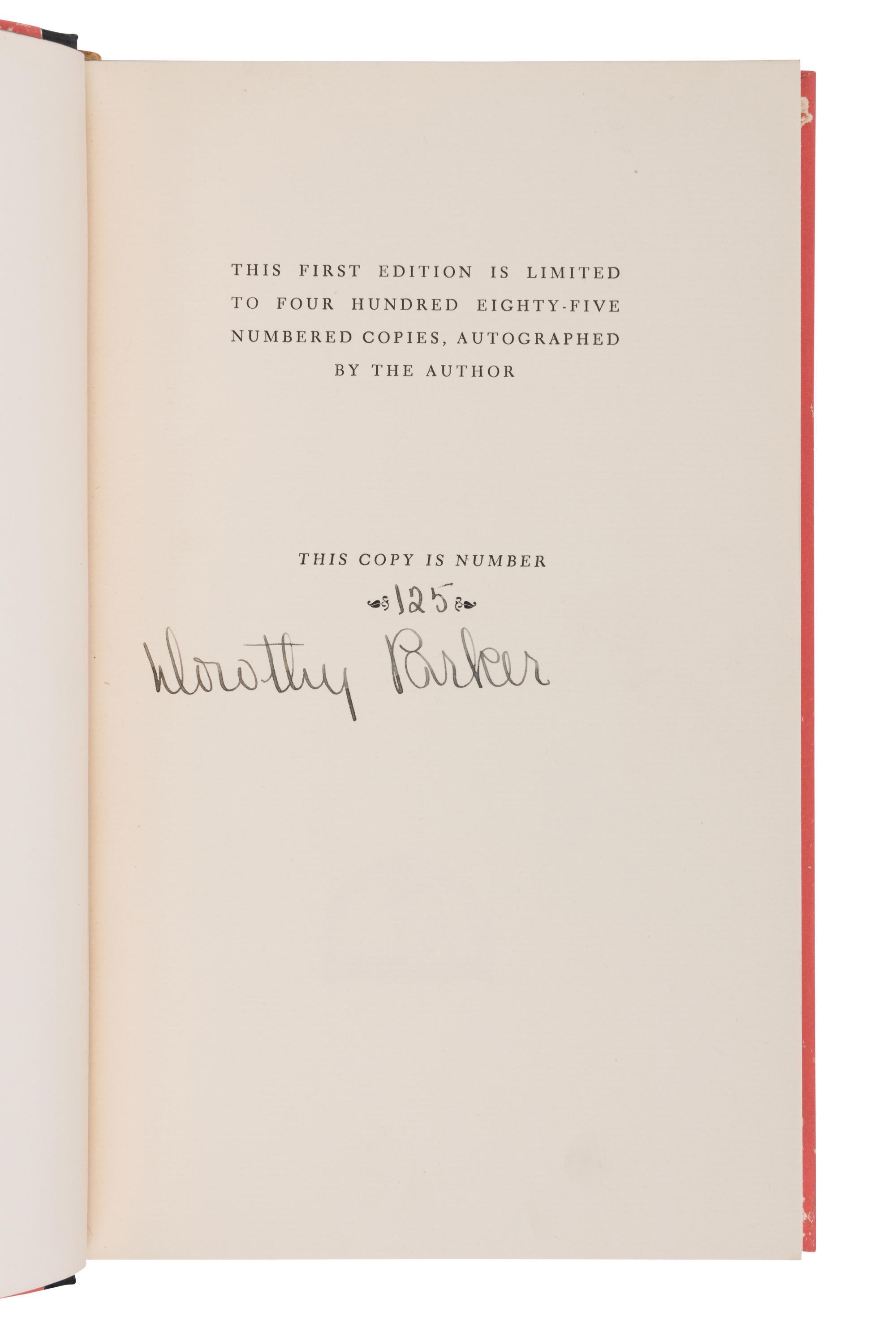 PARKER, Dorothy (1893-1967). Not So Deep as a Well. New York: The Viking Press, 1936.