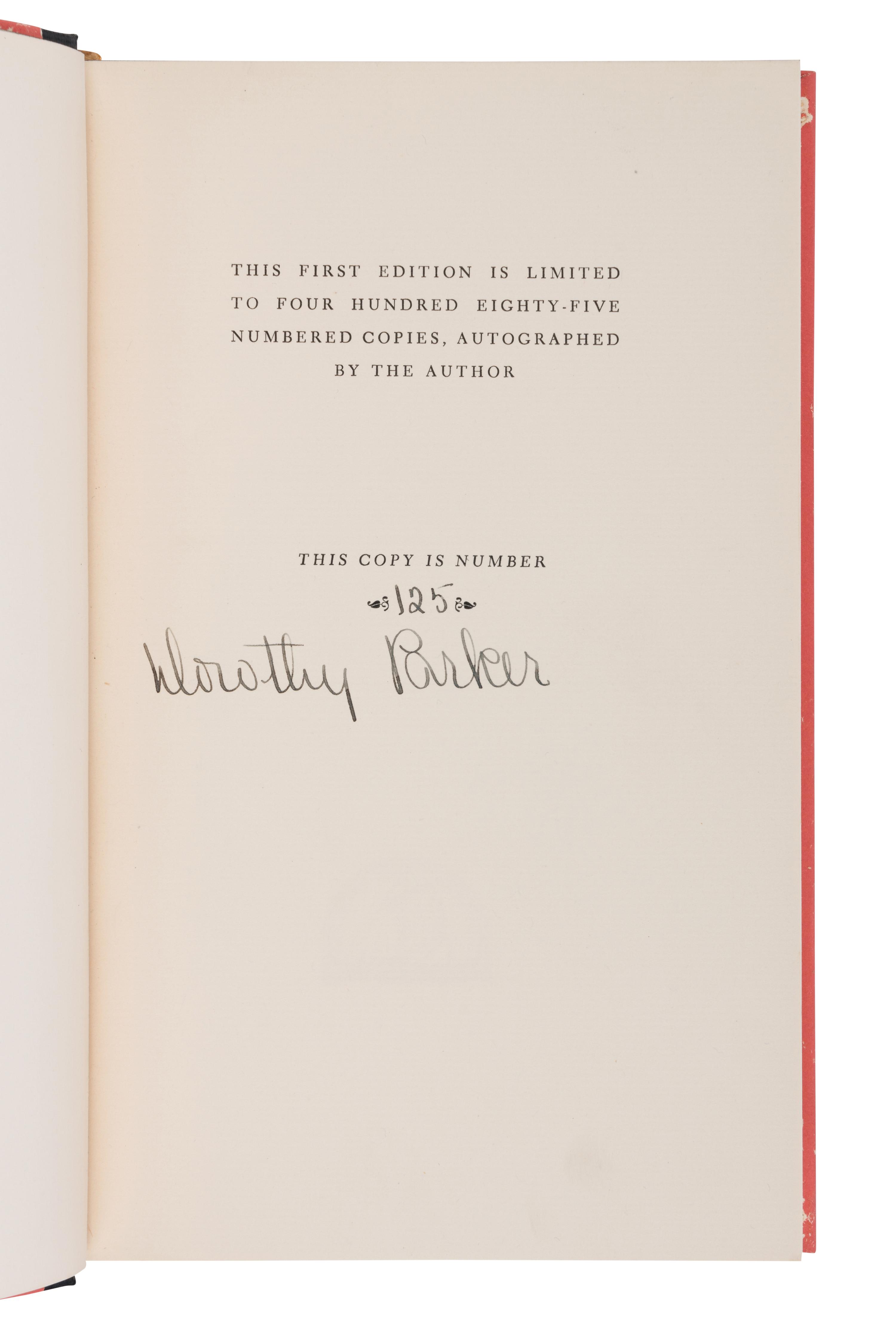 PARKER, Dorothy (1893-1967). Not So Deep as a Well. New York: The Viking Press, 1936.