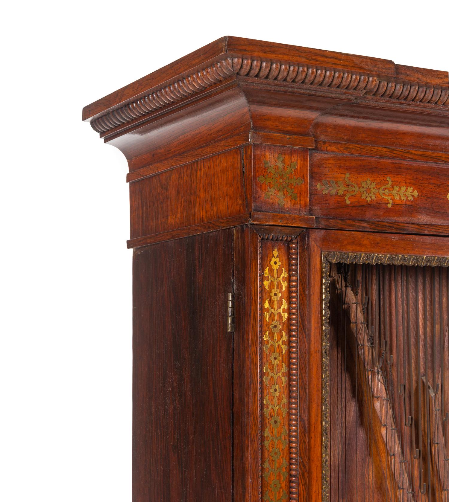 A Regency Brass-Inlaid Rosewood Clavicytherium