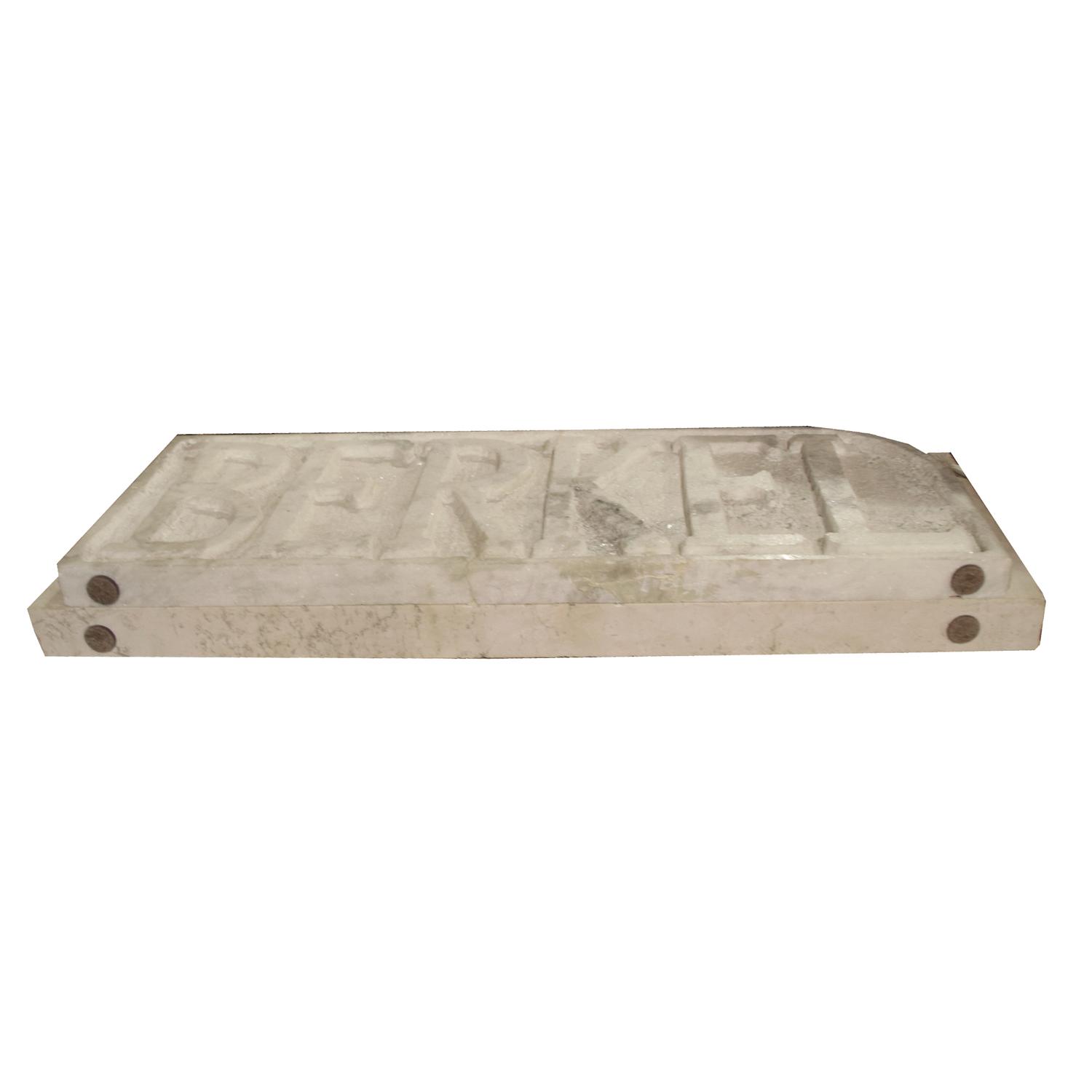 A Carved Marble Berkel Advertising Piece 26" W x 3" D x 10" H — Italy, 20th Century