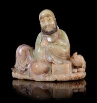 A Soapstone Figure of a Luohan Height 4 1/2 inches.